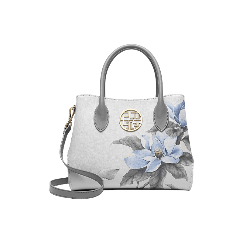 Leather Gardenia Floral Women's Crossbody Handbag - SinoCultural -- P120201