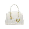 Sinocultural Embroidery Leather Tote Bag White Lotus Crossbody Bag - SinoCultural -- P120317