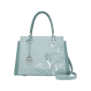 Embroidery Leather Magnolia Crossbody Tote Bag Women Handbag - SinoCultural -- P120335-2