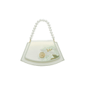 Embroidery Leather Retro White Hibiscus Handbag with Pendant - SinoCultural -- P120446