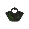 Xiangyunsha Silk Black Maple Leaves Basket Bag - SinoCultural -- P120497