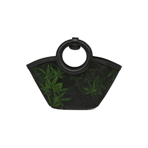 Xiangyunsha Silk Black Maple Leaves Basket Bag - SinoCultural -- P120497