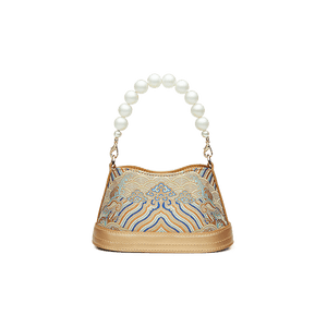 Shu Embroiderey Pearl Beaded Bucket Bag - SinoCultural -- P120550