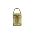Song Brocade Leather Bucket Cylinder Bag - SinoCultural -- P120617