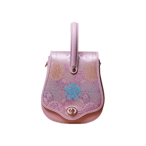 Brocade Jacquard Purple Floral Designer Saddle Bag - SinoCultural -- P1206260402LP-2