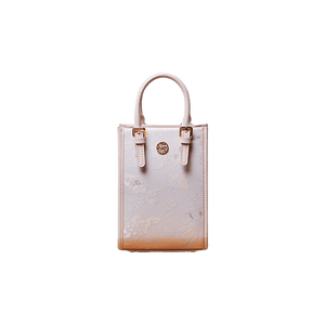 Brocade Jacquard Mulberry Silk Pink Women Floral Handbag - SinoCultural -- P12063904