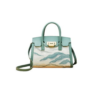 Embroidery Leather Elegant Birkin Handbag Cloud Mountain - SinoCultural -- P120659-1