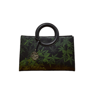 Mulberry Silk Bamboo Print Black Crossbody Bag - SinoCultural -- P17003305