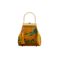 Chinese Painting Mulberry Silk Lux Kiss Lock Clutch Handbag - SinoCultural -- P170076