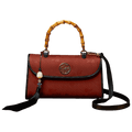 Xiangyunsha Silk Bamboo Handle Brwon Handbag - SinoCultural -- P170079-2