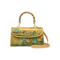 Chinese Painting Xiangyunsha Silk Bamboo Handle Barrel Handbag - SinoCultural -- P170079