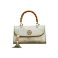 Chinese Style Mulberry Silk Bamboo Handle Light Green Handbag - SinoCultural -- P170079LG