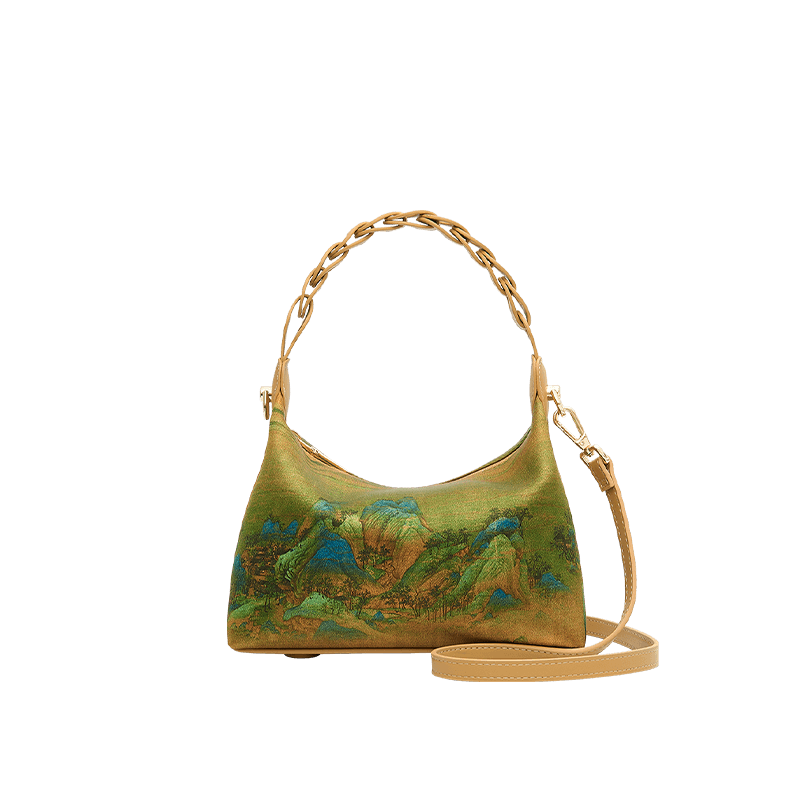 Chinese Painting Xiangyunsha Silk Shoulder Bag Designer Handbag - SinoCultural -- P170083