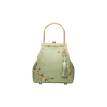 Mulberry Silk Luxury Light Green Kiss Lock Clutch Bag - SinoCultural -- P170118