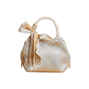 Brocade Silk Pink Butterfly Bucket Bag Designer Handbag - SinoCultural -- P17020204-2
