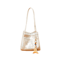 Jacquard Brocade Beige Bucket Handbag Floral New Chinese Style - SinoCultural -- P17062004