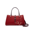 Embroidery Leather Red Magnolia Women's Crossbody Handbag - SinoCultural -- P220237