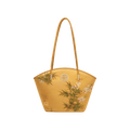 Mulberry Silk Handcrafted Bamboo Yellow Tote Bag - SinoCultural -- P220263-1