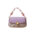Brocade Jacquard Mulberry Silk Purple Chain Handbag - SinoCultural -- P22028102