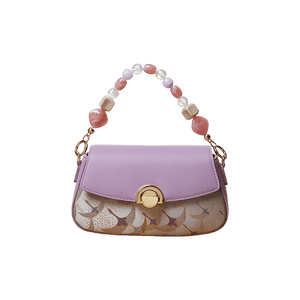 Brocade Jacquard Mulberry Silk Purple Chain Handbag - SinoCultural -- P22028102