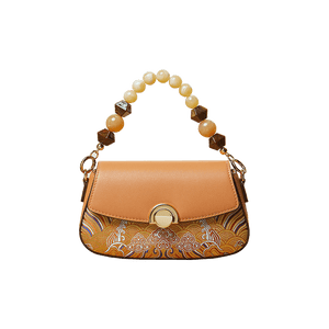 Brocade Mulberry Silk Brown Chain Mini Women Clutch Handbag - SinoCultural -- P22028104BN-1