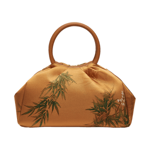 Mulberry Silk Chinese Style Yellow Bamboo Handbag - SinoCultural -- P220291-2