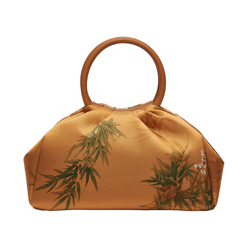 Mulberry Silk Chinese Style Yellow Bamboo Handbag - SinoCultural -- P220291-2