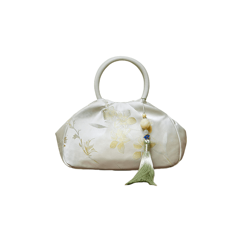 Brocade Chinese Style Bag Floral Green Handbag - SinoCultural -- P27061604-4