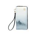 Chinese Style Cloud Mountain Blue Printed Cowhide Wallet - SinoCultural -- P420067