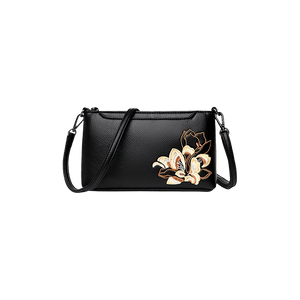 Embroidery Leather Shoulder Clutch Wallet Orchid - SinoCultural -- PWCD191-3