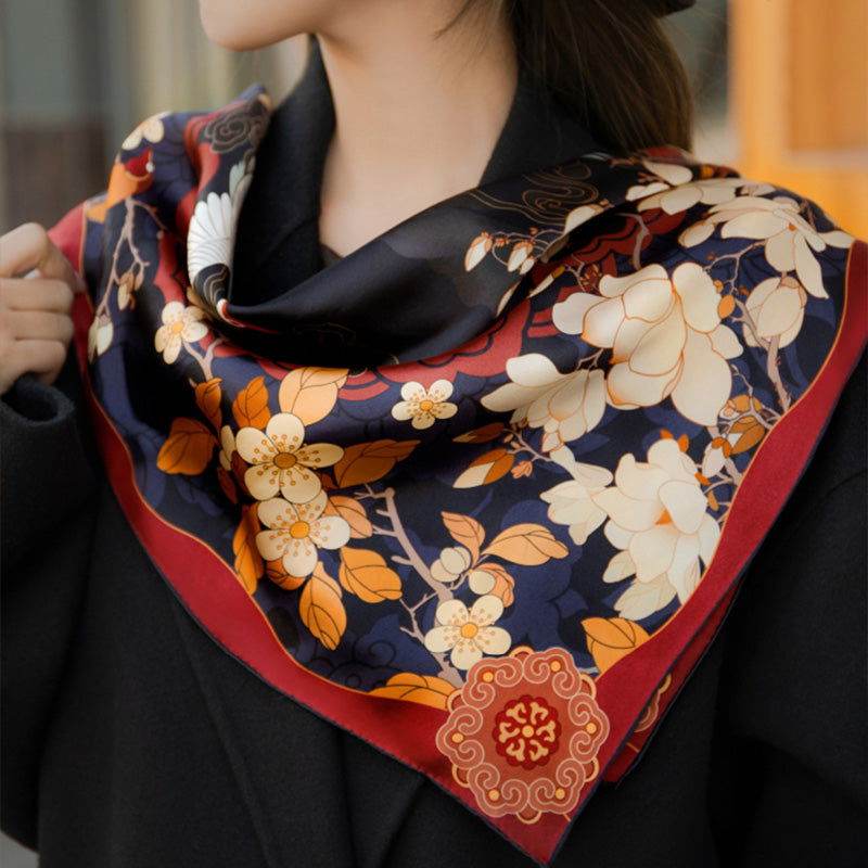 Mulberry Silk 14 Momme Square Scarf Luxury Accessory 63.5x63.5 cm - SinoCultural -- SS007R
