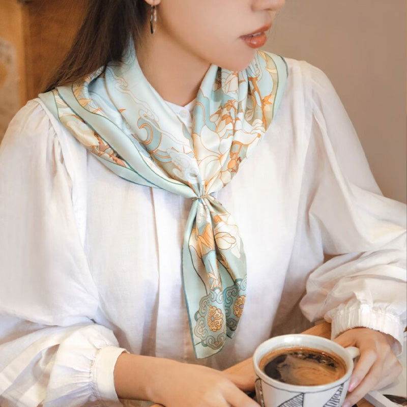 Mulberry Silk 14 Momme Square Scarf Luxury Accessory 63.5x63.5 cm - SinoCultural -- SS007R