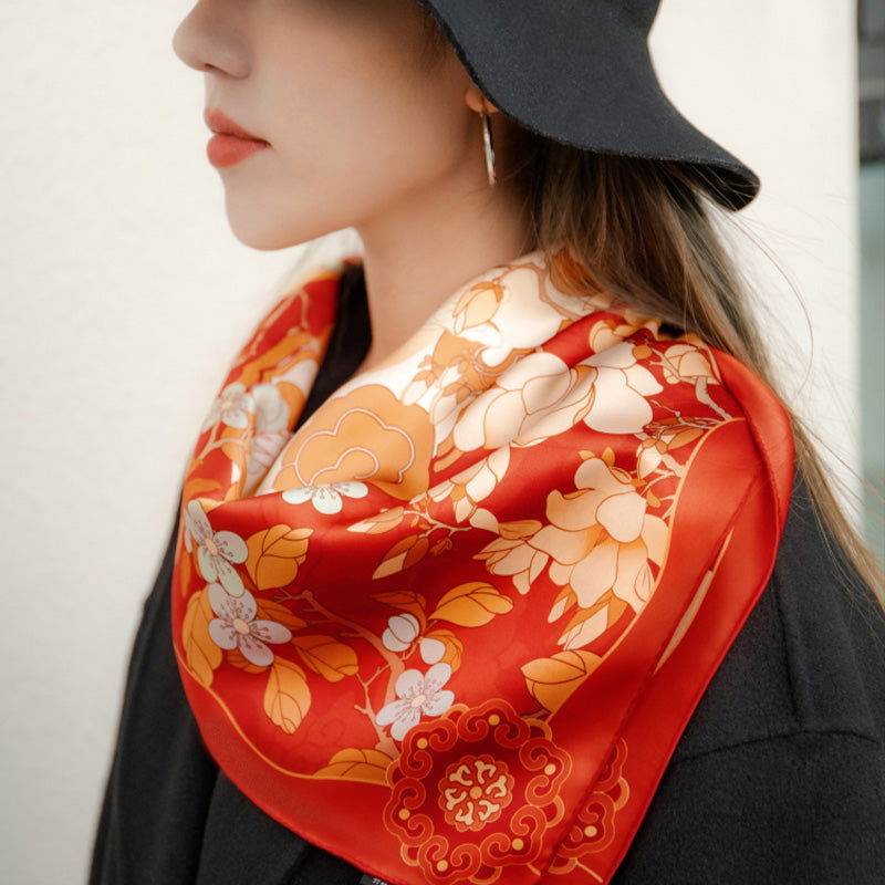 Mulberry Silk 14 Momme Square Scarf Luxury Accessory 63.5x63.5 cm - SinoCultural -- SS007R