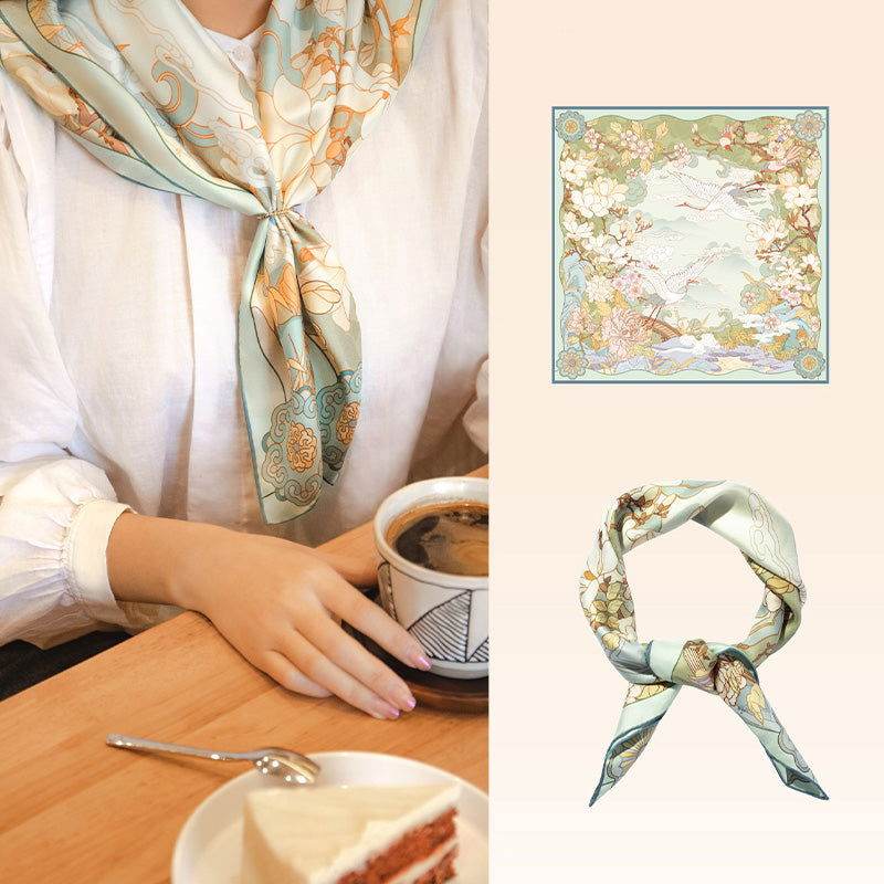 Mulberry Silk 14 Momme Square Scarf Luxury Accessory 63.5x63.5 cm - SinoCultural -- SS007R