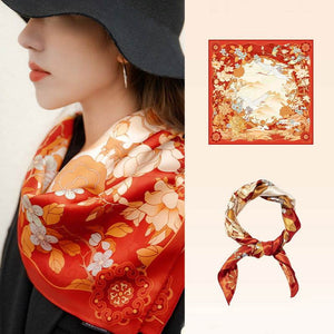 Mulberry Silk 14 Momme Square Scarf Luxury Accessory 63.5x63.5 cm - SinoCultural -- SS007R