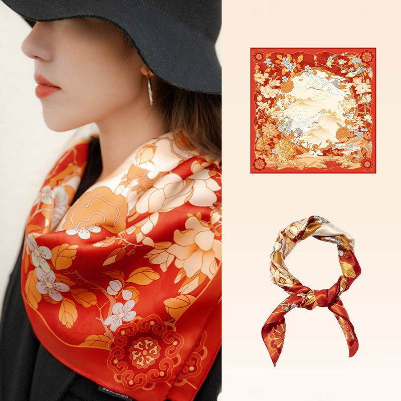 Mulberry Silk 14 Momme Square Scarf Luxury Accessory 63.5x63.5 cm - SinoCultural -- SS007R