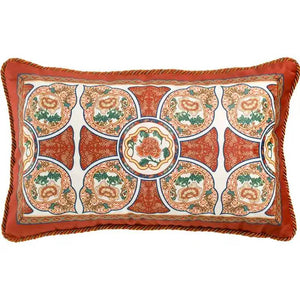 Chinoiserie Red-Yellow Glass Chinese Imperial Chair Cushion - SinoCultural -- SC010A38