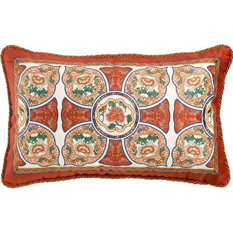 Chinoiserie Red-Yellow Glass Chinese Imperial Chair Cushion - SinoCultural -- SC010A38