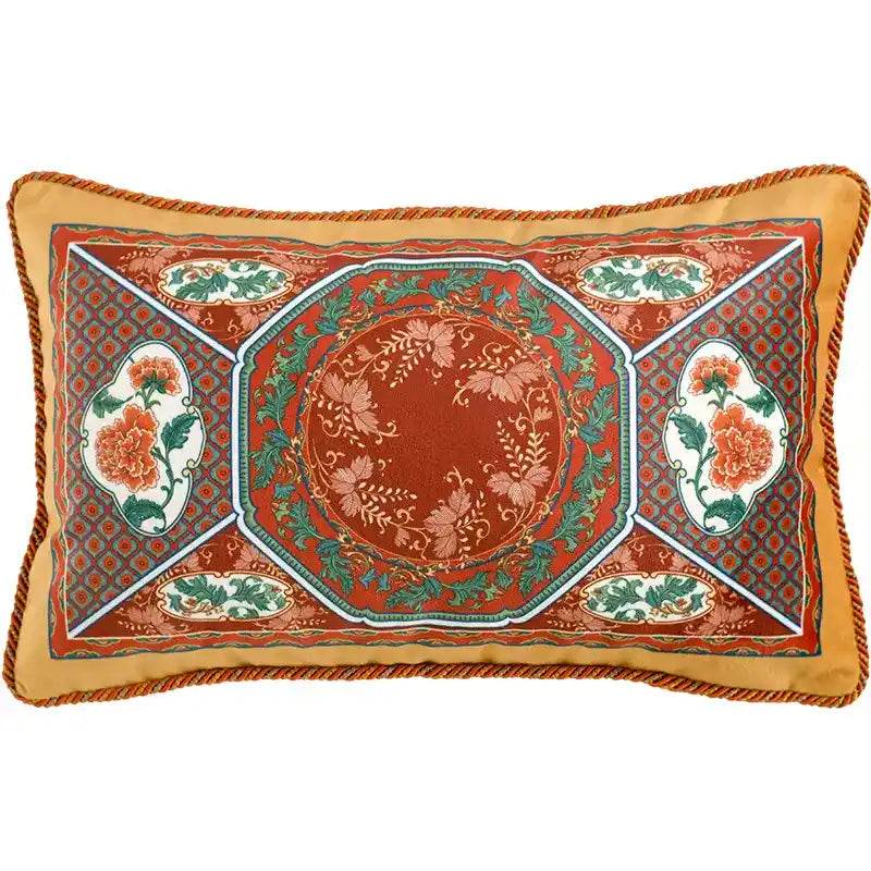 Chinoiserie Red-Yellow Glass Chinese Imperial Chair Cushion - SinoCultural -- SC010A38