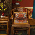Chinoiserie Red-Yellow Glass Chinese Imperial Chair Cushion - SinoCultural -- SC010A38