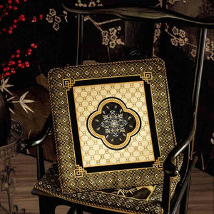 Chinoiserie Black-Gold Bamboo Vintage Wooden Chair Cushion - SinoCultural -- SC011A38