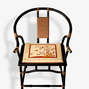 Chinoiserie Rose Moonlight Chinese Red Festival Chair Cushion - SinoCultural -- SC014A38