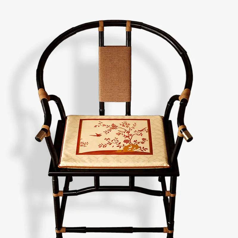 Chinoiserie Rose Moonlight Chinese Red Festival Chair Cushion - SinoCultural -- SC014A38