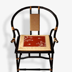 Chinoiserie Rose Moonlight Chinese Red Festival Chair Cushion - SinoCultural -- SC014A38