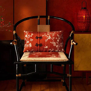 Chinoiserie Rose Moonlight Chinese Red Festival Chair Cushion - SinoCultural -- SC014A38