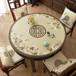 Chinoiserie Classical Sprout Yellow Short Plush Chair Cushion - SinoCultural -- SC018A38
