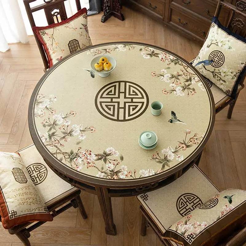 Chinoiserie Classical Sprout Yellow Short Plush Chair Cushion - SinoCultural -- SC018A38