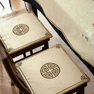Chinoiserie Classical Sprout Yellow Short Plush Chair Cushion - SinoCultural -- SC018A38
