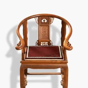 Chinoiserie Bamboo and Plum Blossoms Short Plush Green Chair Cushion - SinoCultural -- SC025A38