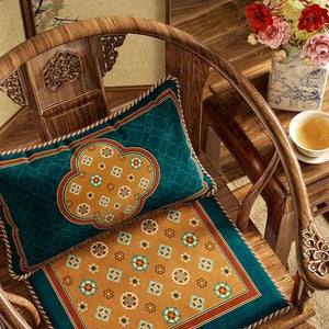 Chinoiserie Small Ball Pattern Short Plush Lumbar Pillow - SinoCultural -- WP028A01